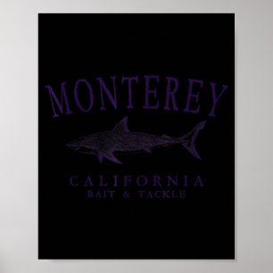 Affiche Monterey californie requin vintage prune art pêche