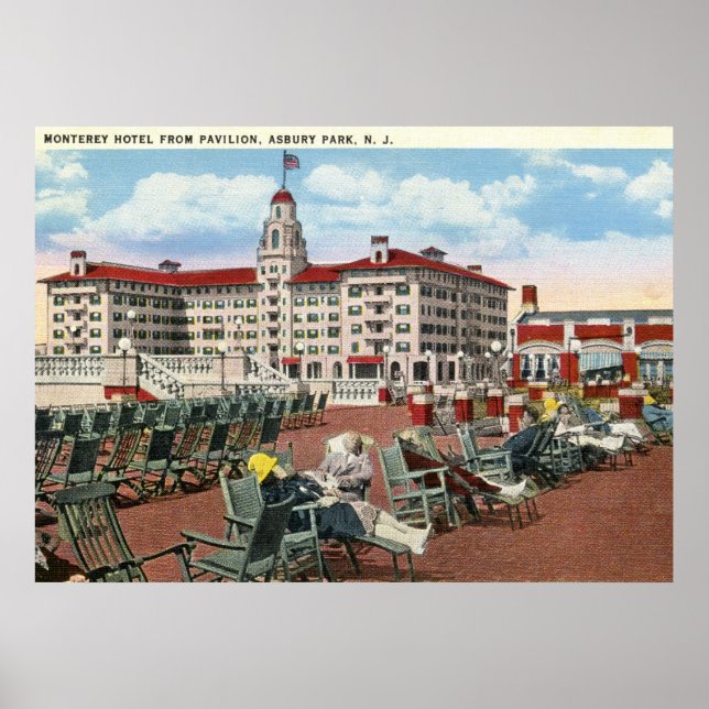 Affiche Monterey Hotel, Asbury Park NJ 1920 s Vintage (Devant)