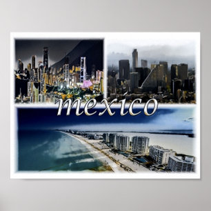 Affiche Monterrey - Mexique - Mosaic -