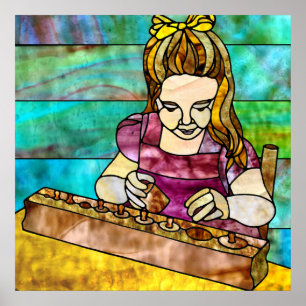 Affiche Montessori Child with Sensorial Cylinder Block