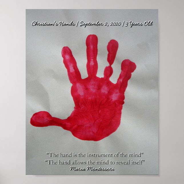 Affiche Montessori Sensorial Paint Hand Quote Keepsake (Devant)