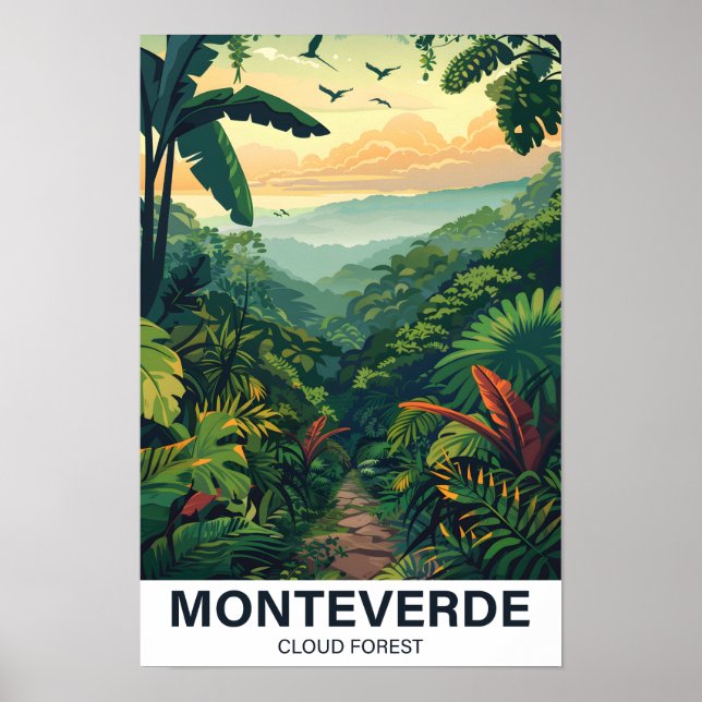Affiche Monteverde Forêt nuageuse Costa Rica Voyage (Devant)