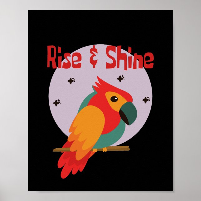 Affiche Montez et brille Kawaii mignon perroquet coloré su (Devant)
