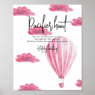 Affiche Montgolfière - Baby shower jeu de chasse à la téti