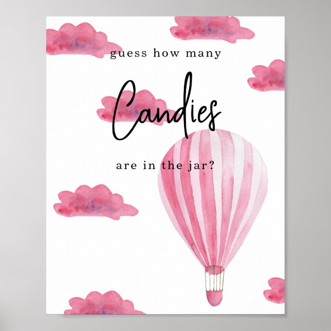 Affiche Montgolfière - Combien de bonbons (Devant)