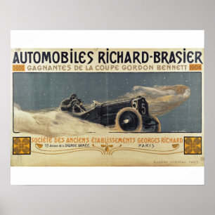 Affiche montrant Automobiles Richard-Brasier gagna