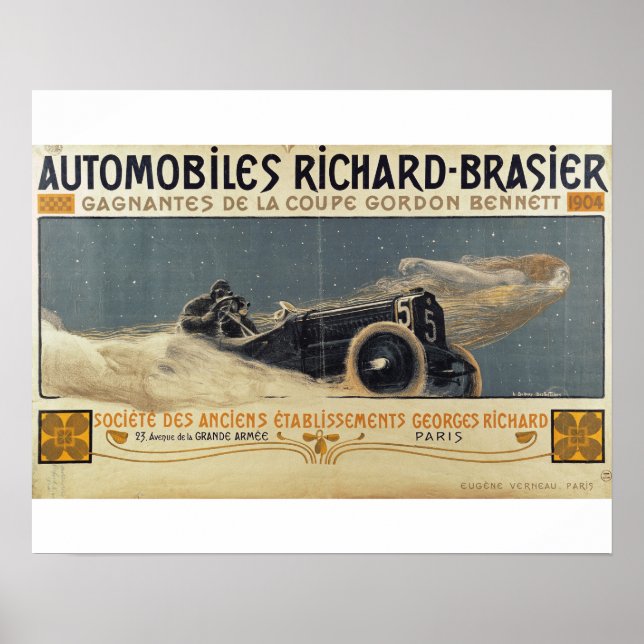 Affiche montrant Automobiles Richard-Brasier gagna (Devant)