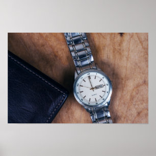 Affiche montre-bracelet avec portefeuille