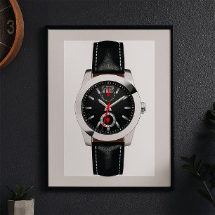 Affiche Montre Chronographe Noire de luxe Timepiece élégan