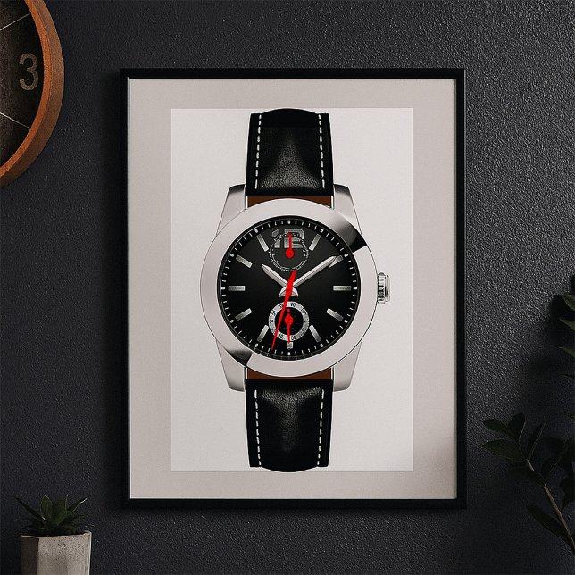 Affiche Montre Chronographe Noire de luxe Timepiece élégan (Créateur téléchargé)