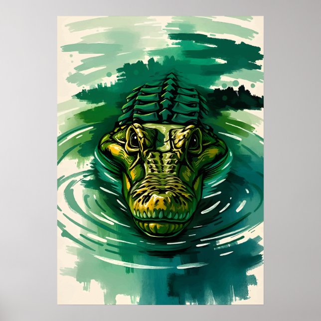 Affiche Montre crocodile – Prédateur dans le marais (Devant)