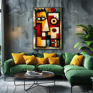 Affiche Montre cubiste primitive gras abstrait géométrique
