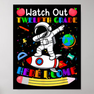 Affiche Montre drôle Attention Senior Me Voici Astronaute