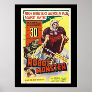 Affiche Montre robot Retro Sci fi 3d