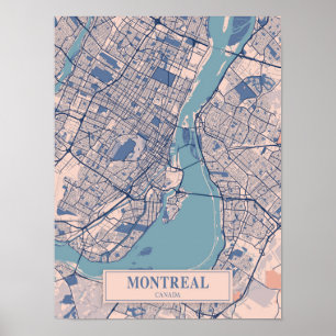 Affiche Montréal Canada Carte de la ville venteuse Voyage
