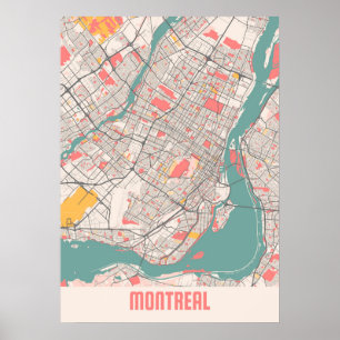 Affiche Montréal - Carte de la ville de Chalk Canada