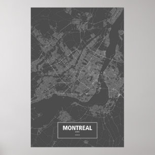 Affiche Montréal, Québec (blanc sur le noir)