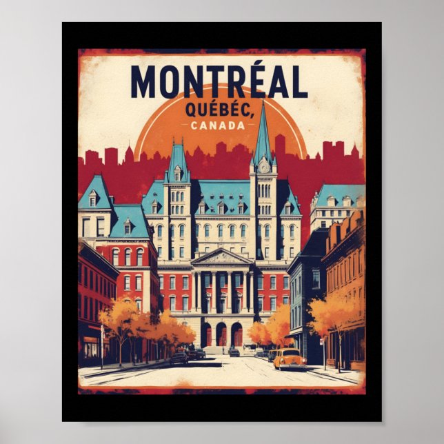 Affiche Montréal Québec Canada 1950 Vintage voyage Touris (Devant)