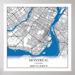 Affiche Montréal Québec Carte de la ville de voyage