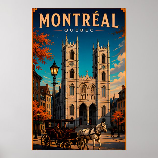 Affiche ⛪ Montréal Québec Voyage Rétro 🇨🇦 (Devant)