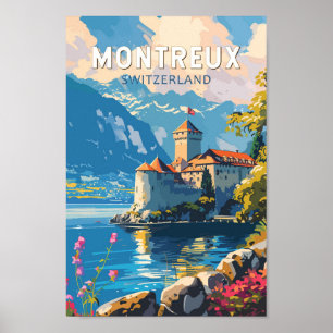 Affiche Montreux Suisse Travel Art Vintage