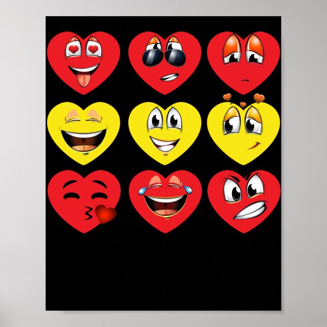 Affiche Montrez votre coeur d'amour Emoji pour la Saint Va (Devant)