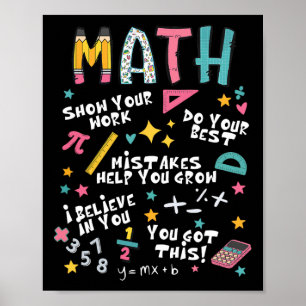 Affiche Montrez Votre Travail Drôle Prof De Maths Premier