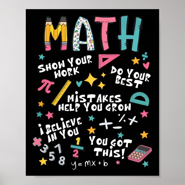 Affiche Montrez Votre Travail Drôle Prof De Maths Premier  (Devant)