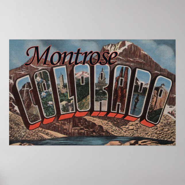 Affiche Montrose, Colorado - Scènes de grandes lettres (Devant)