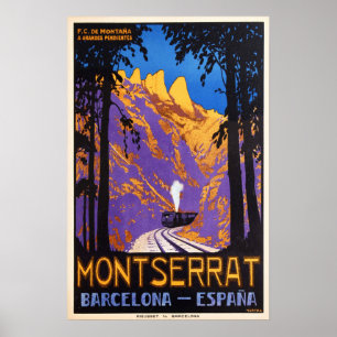 Affiche MONTSERRAT Barcelona Espana Rack Railways Voyage