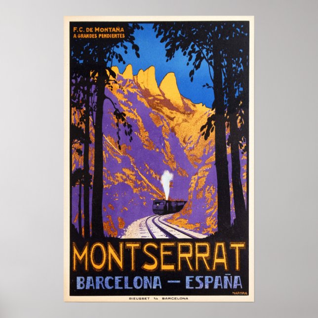 Affiche MONTSERRAT Barcelona Espana Rack Railways Voyage (Devant)