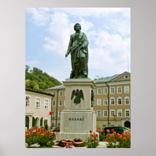 Affiche Monument Mozart à Salzbourg, Autriche