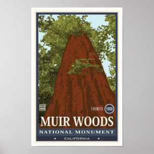 Affiche Monument national 3 en bois de Muir