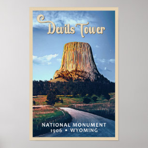 Affiche Monument national de la tour Devils Wyoming Waterc