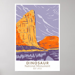 Affiche Monument national des dinosaures Vintage