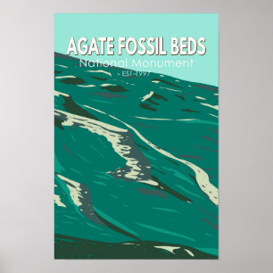 Affiche Monument national des lits fossiles d'Agate Vintag
