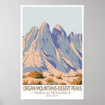 Affiche Monument national des Pics du désert des Orgues<br><div class="desc">Organ Mountains Desert Peaks conception d'oeuvres vectorielles. La zone protégée du parc comprend plusieurs chaînes de montagnes du désert du Chihuahuan.</div>