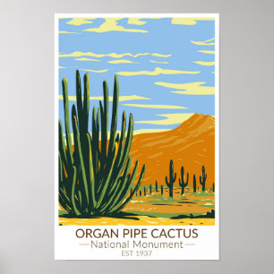 Affiche Monument national du cactus en tuyau d'orgue Arizo