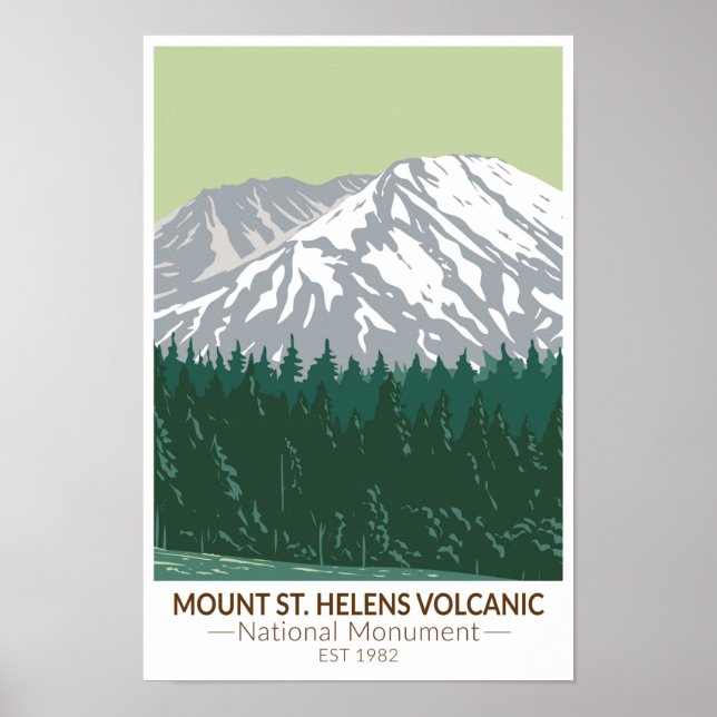 Affiche Monument national du volcan Sainte-Hélène Vintage (Devant)