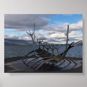 Affiche monument Sun Voyager à Reykjavík