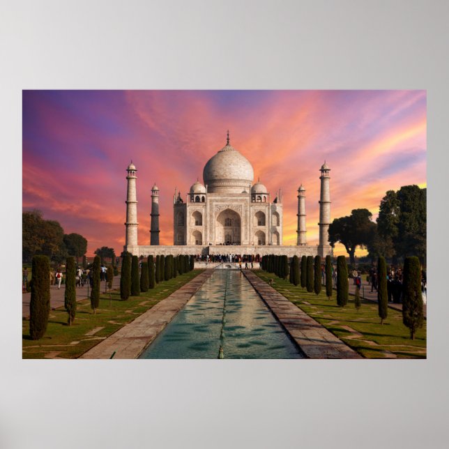 Affiche Monuments | Colorful View of the Taj Mahal (Devant)
