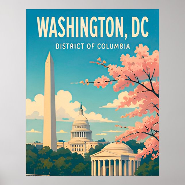 Affiche Monuments du Capitole de Washington DC Skyline (Devant)