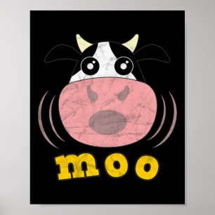 Affiche Moo Cow Funny Animaux de ferme Fermier Calf Heifer