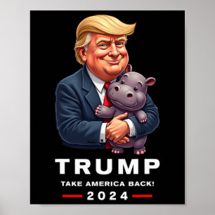 Affiche Moo Deng Hippopotamus soutient Donald Trump 2024 F