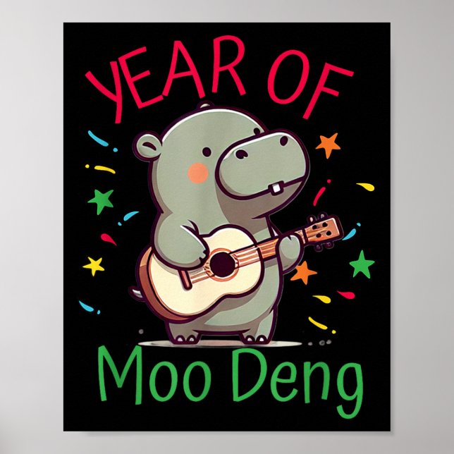 Affiche Moo Deng Is A Pygmy Hip Happy New Year Funny  (Devant)