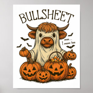 Affiche Moo... Je Veux Dire Boo Tôle Vache Fantôme Hallowe