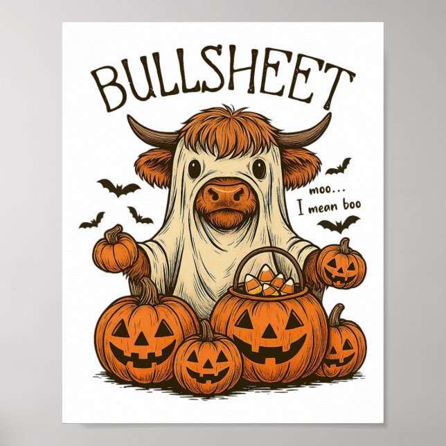 Affiche Moo... Je Veux Dire Boo Tôle Vache Fantôme Hallowe (Devant)