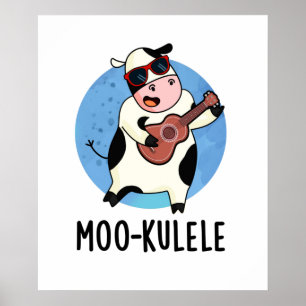 Affiche Moo-kulele Funny Ukulele Cow Pun 