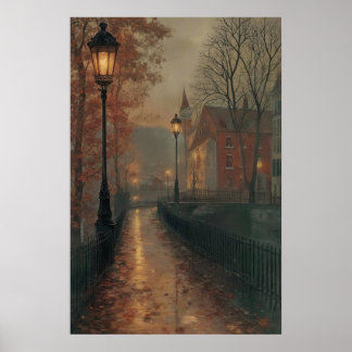 Affiche Moody Autumn Cityscape, Tranquille Fall Urban