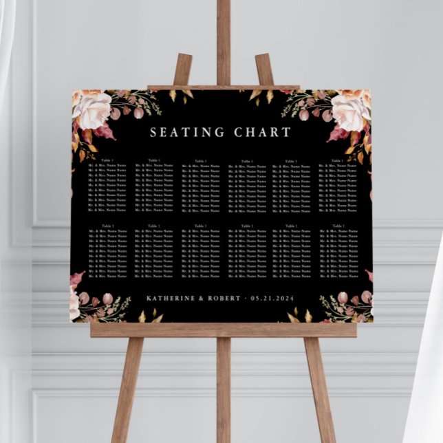 Affiche Moody Autumn Floral Mariage Chart (Créateur téléchargé)
